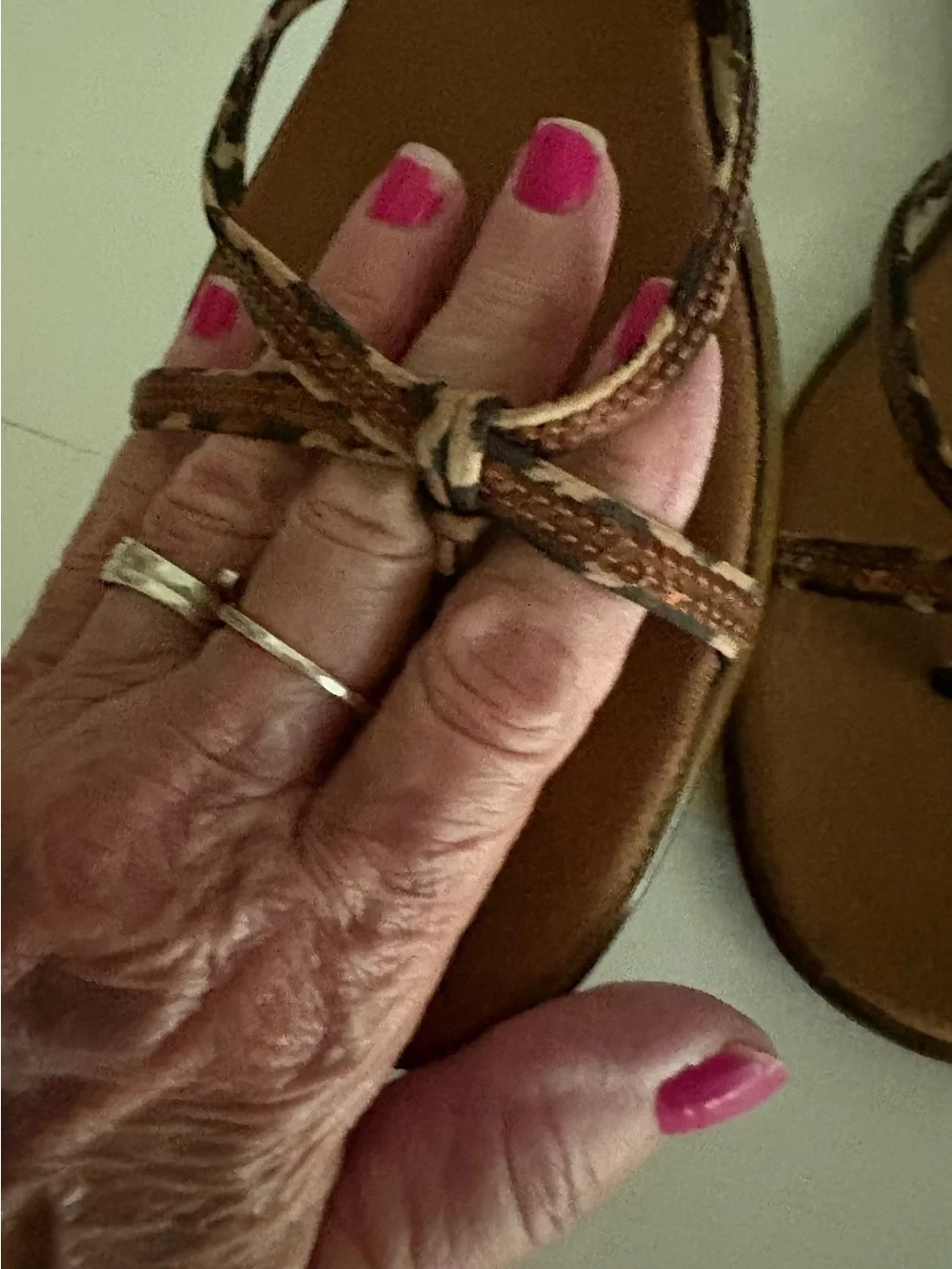 Italian Shoemakers Leather Sequin Slide Sandals with Leopard Print Straps
